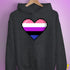 Genderfluid Pride 8-Bit Pixel Heart Hoodie - Dark Grey Heather